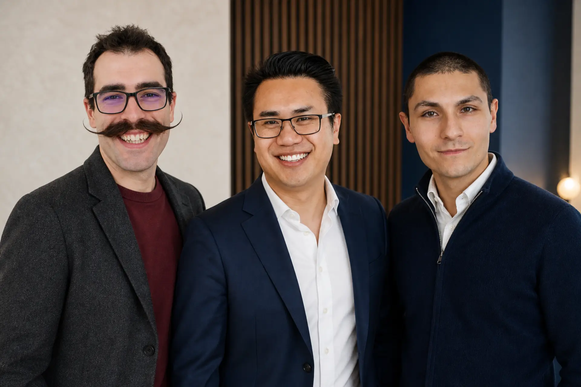 Henry Jongh, Suti Sieber and Auky Gonzales standing together in a Montreal office.